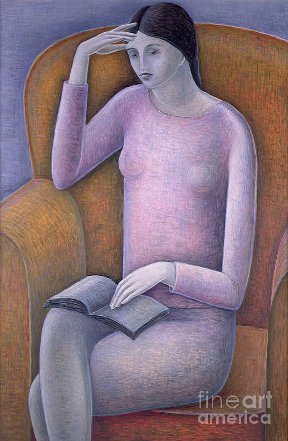 Woman Reading Painting by Ruth Addinall