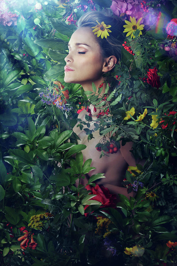 Woman Resting Amongst Many Wild Flowers Photograph by Paper Boat Creative