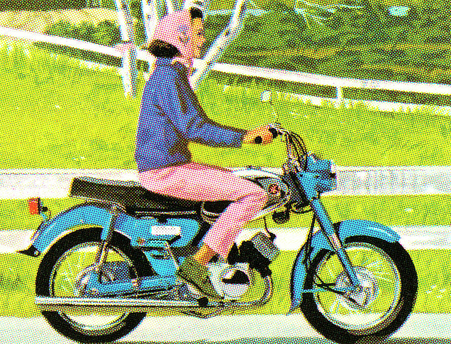 Transportation Drawing - Woman Riding a Motorcycle by CSA Images