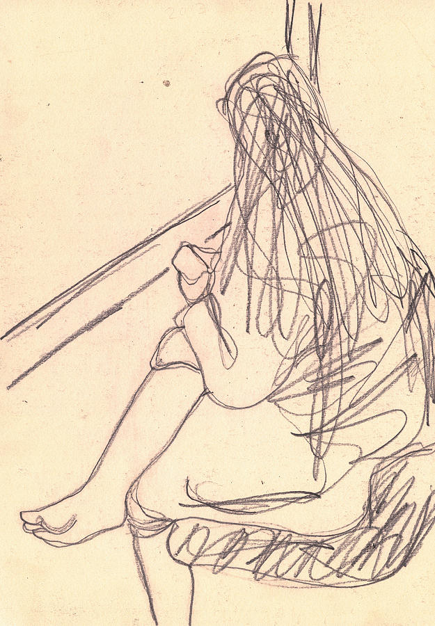 Woman sat by a window Drawing by Edgeworth Johnstone