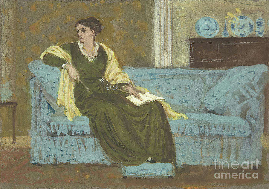 Woman Seated On A Sofa Drawing by Heritage Images