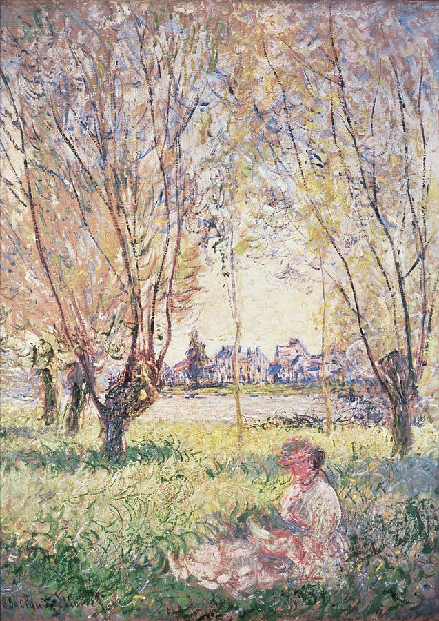 Woman Seated Under The Willows By Monet Painting by Artist - Claude ...