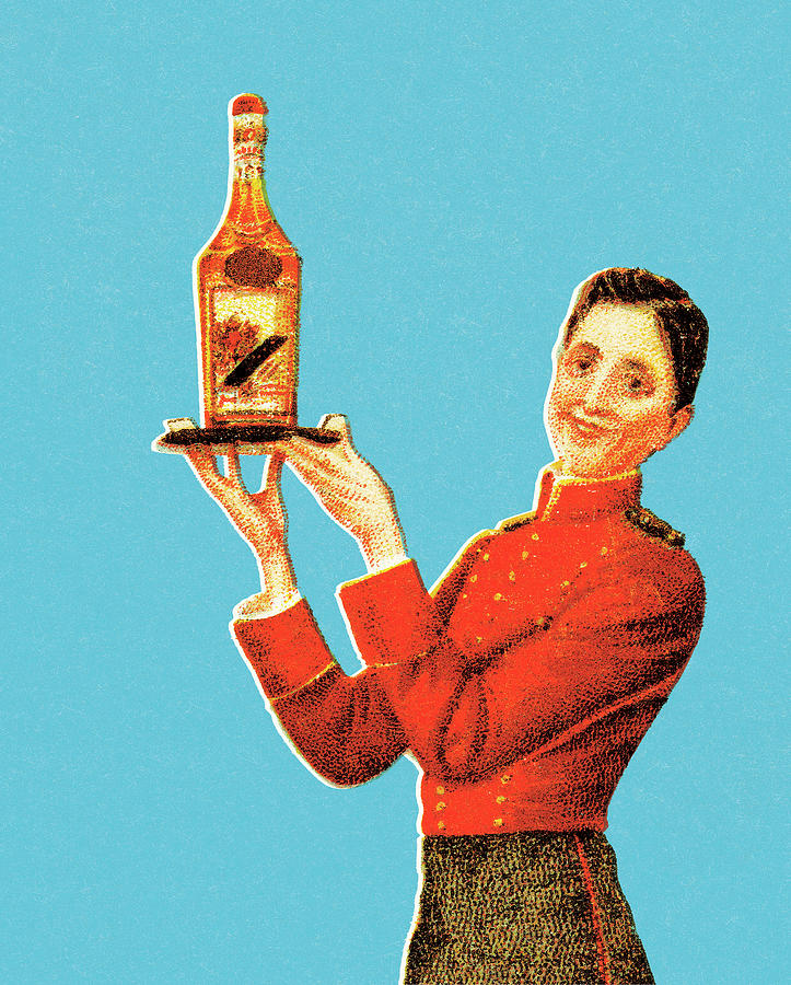 Vintage Drawing - Woman serving wine by CSA Images