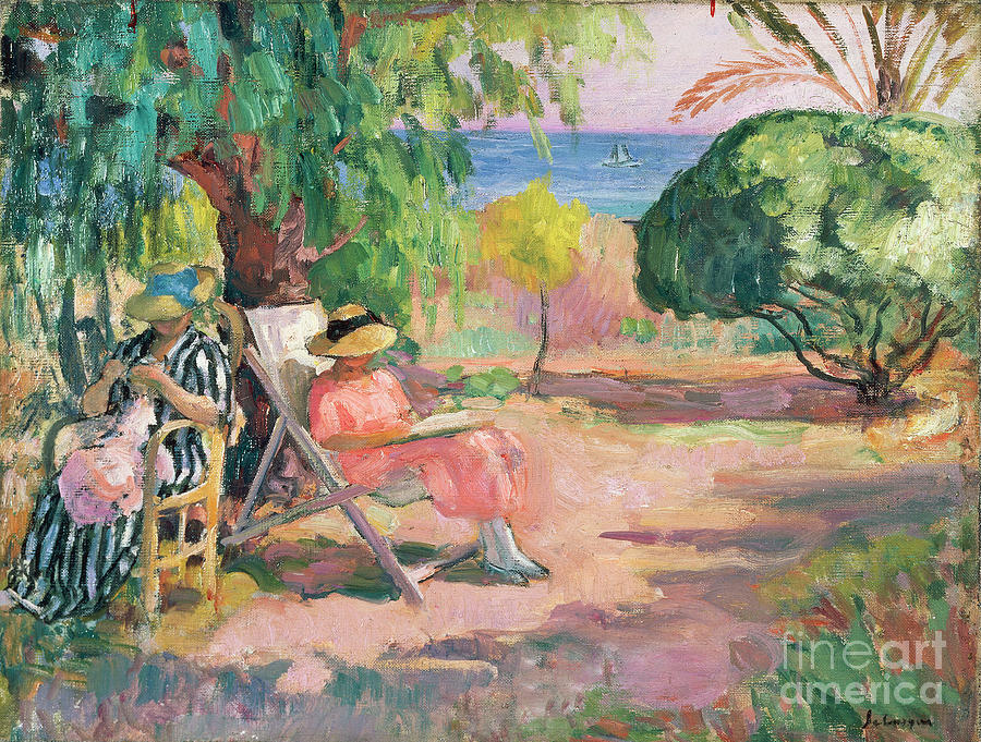 Woman sewing by Henri Lebasque Woman sewing by Henri Lebasque