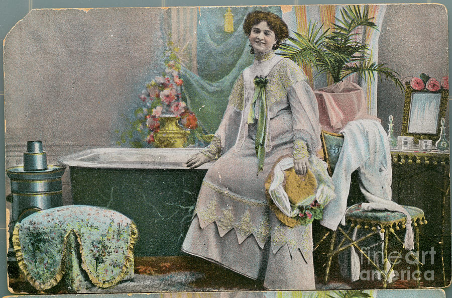 Victorian Lady Preparing Her Bath by Bettmann