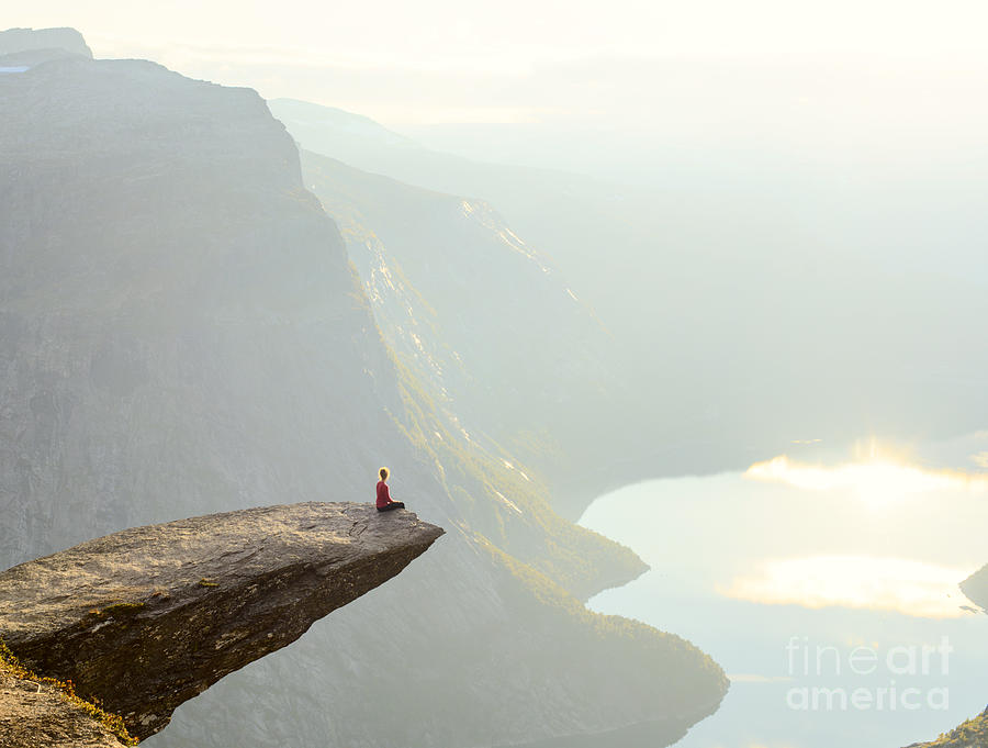 Woman Sitting On The Edge Of A Cliff Photograph by Tatiana Kolesnikova