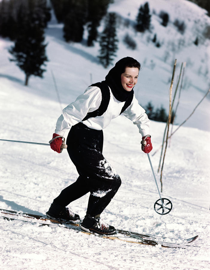 Woman Skiing Down A Slope by Camerique