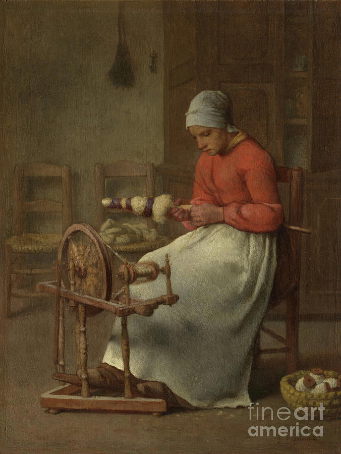 Woman Spinning, C.1855-60 Painting by Jean-francois Millet