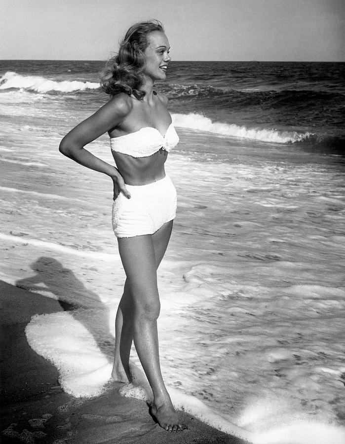 Summer Photograph - Woman Standing In The Surf by George Marks