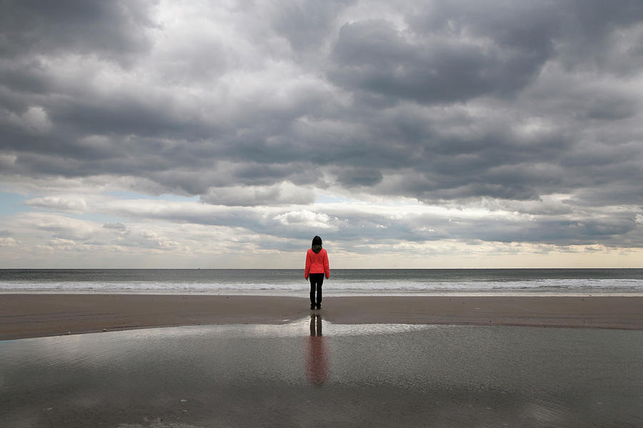 Woman Standing On A Beach Photograph by Maciej Toporowicz, Nyc - Fine ...