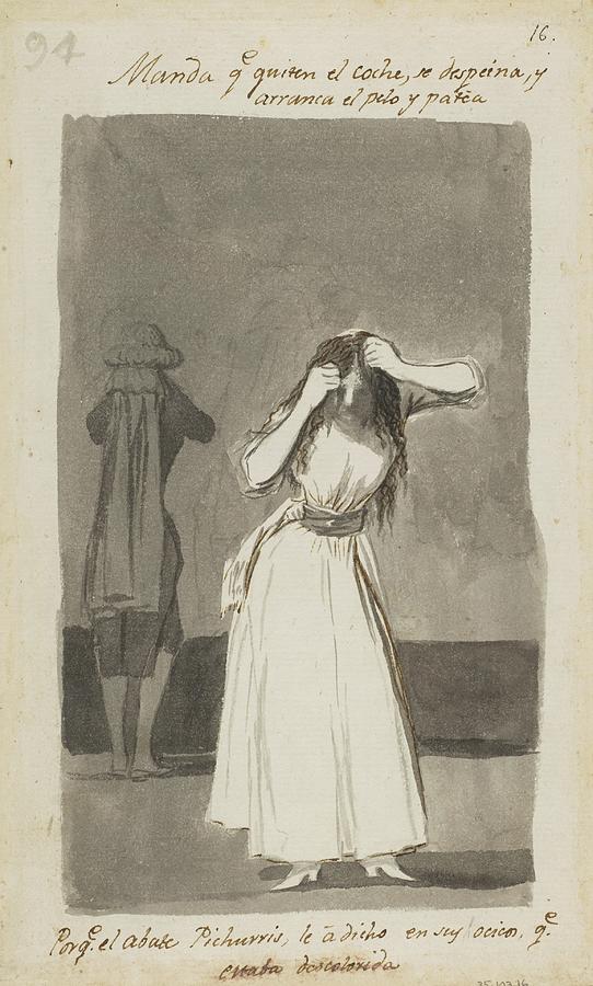 Woman Throwing A Tantrum And Pulling Her Hair Drawing by Francisco De Goya Fine Art America