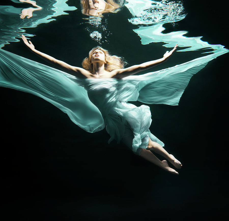 Woman Under Water Like An Angel Photograph by Henrik Sorensen
