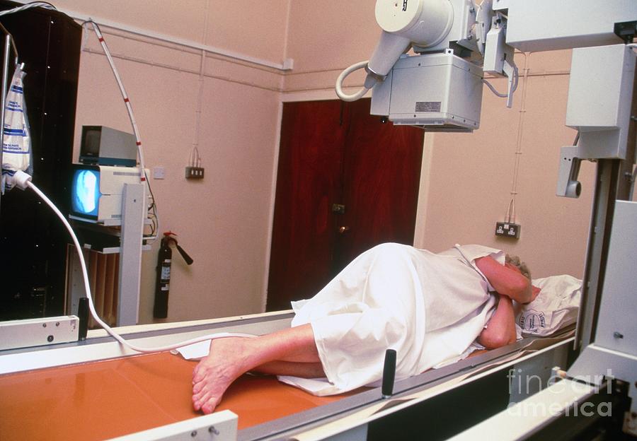 Woman Undergoing A Barium Enema X-ray Examination Photograph by Antonia Reeve/science Photo Library