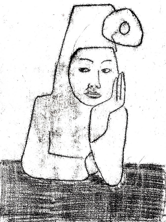 Woman waiting at a bar Drawing by Edgeworth Johnstone