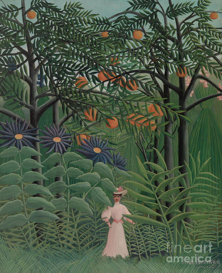 Woman Walking in an Exotic Forest, 1905 Painting by Henri Rousseau