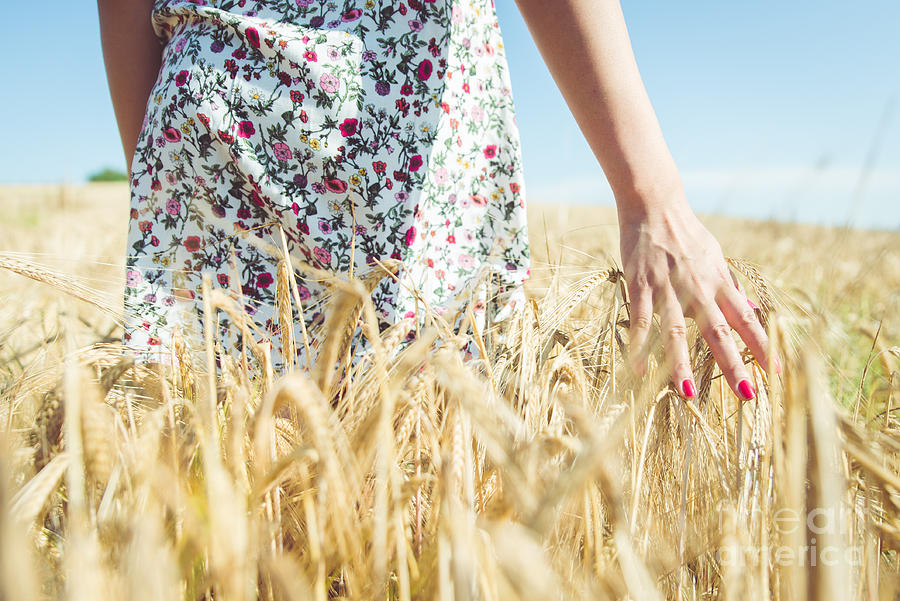 Dress Photograph - Woman Walking In The Wheat- Concept by Oneinchpunch Dress Photograph - Woman Walking In The Wheat- Concept by Oneinchpunch