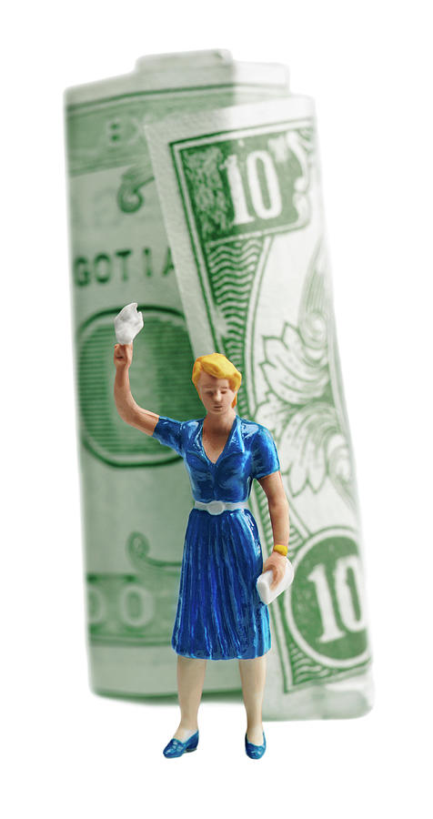 Vintage Drawing - Woman Waving in Front of Money by CSA Images