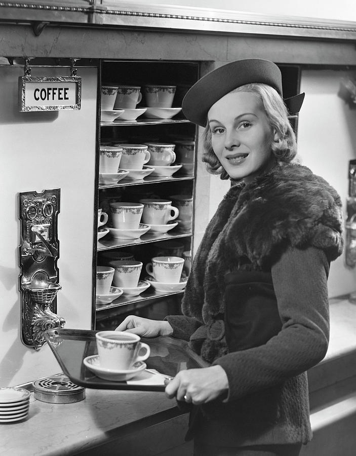 Woman Wcoffee On Tray Photograph by George Marks Woman Wcoffee On Tray Photograph by George Marks