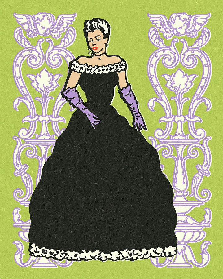 Music Drawing - Woman Wearing a Formal Gown by CSA Images