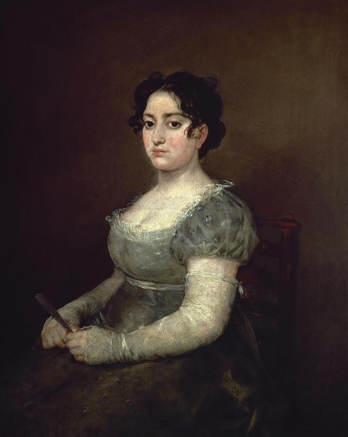 Woman with a Fan, 1806-1807, Oil on canvas, 103 x 83 cm. FRANCISCO DE GOYA . MUJER DEL ABANICO. Painting by Francisco de Goya -1746-1828-