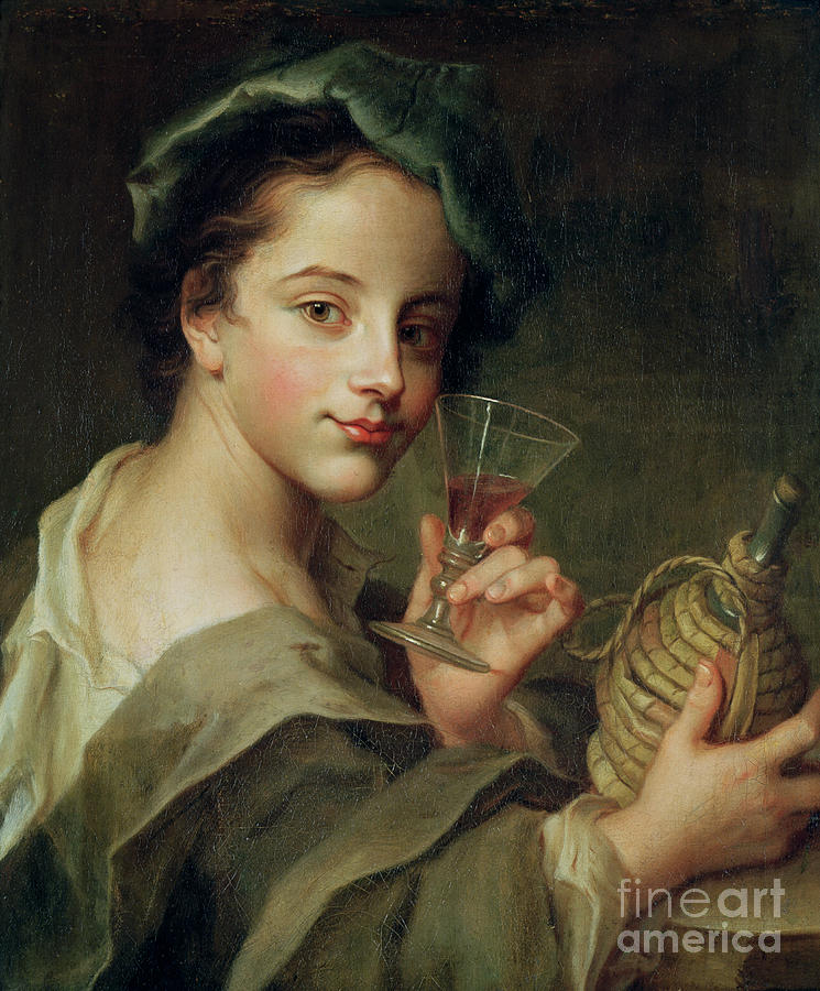 Woman With A Glass Of Wine Painting by Philippe Mercier