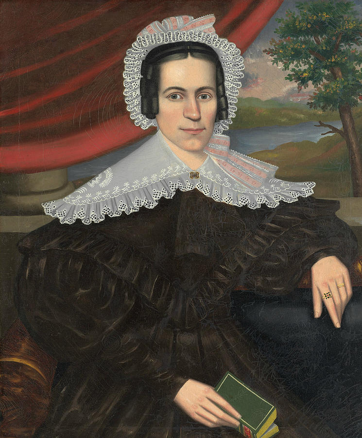 Woman with a Green Book Painting by Erastus Salisbury Field