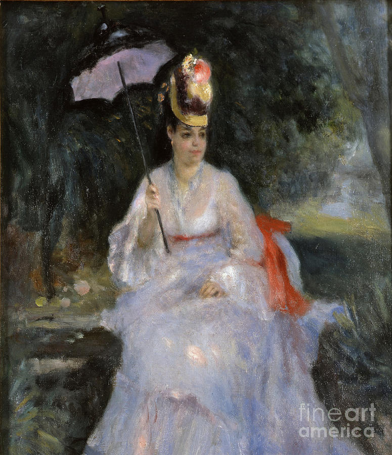 Woman With A Parasol Sitting Drawing by Heritage Images