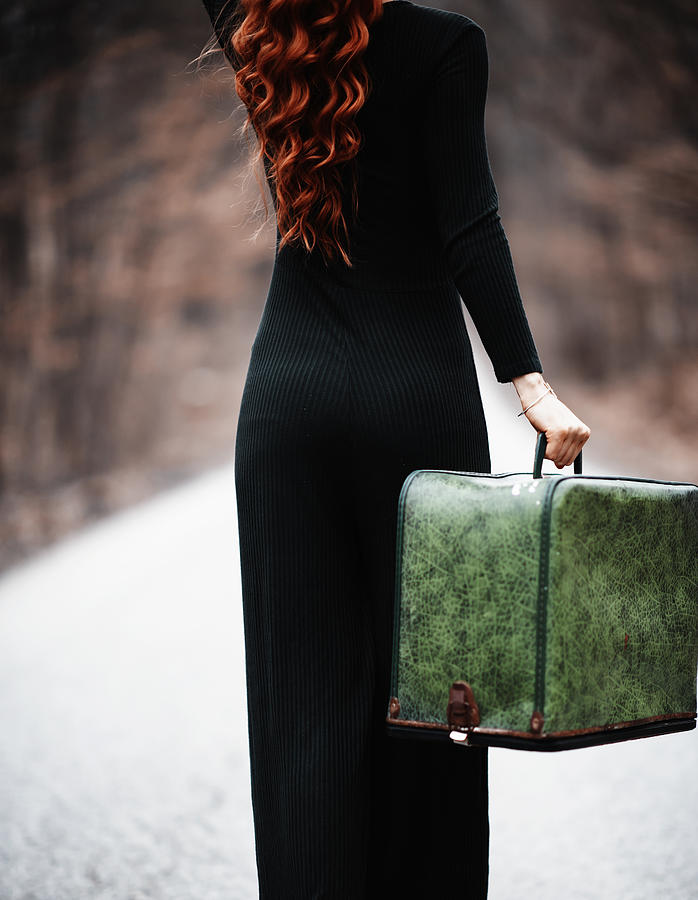 Woman Photograph - Woman With A Suitcase by Amir Bajrich