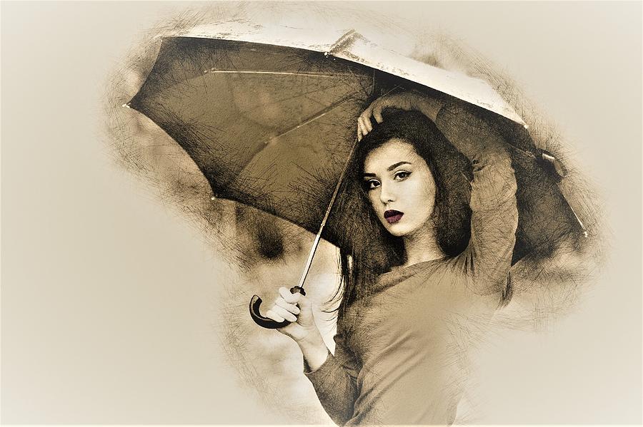 girl with umbrella in the rain! - Paintology | Drawing App | Paint by  Numbers