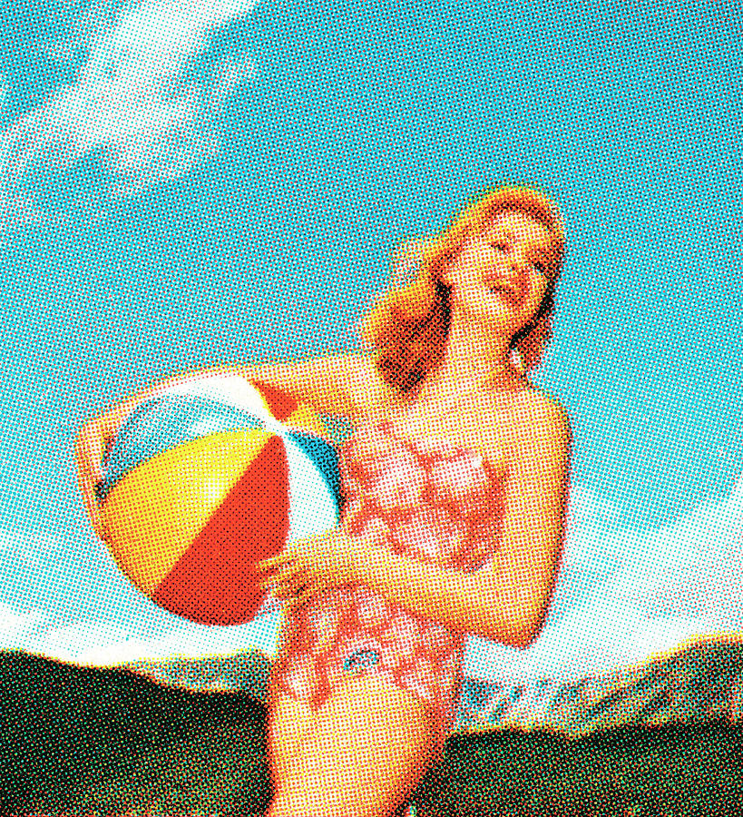 Summer Drawing - Woman with beach ball by CSA Images