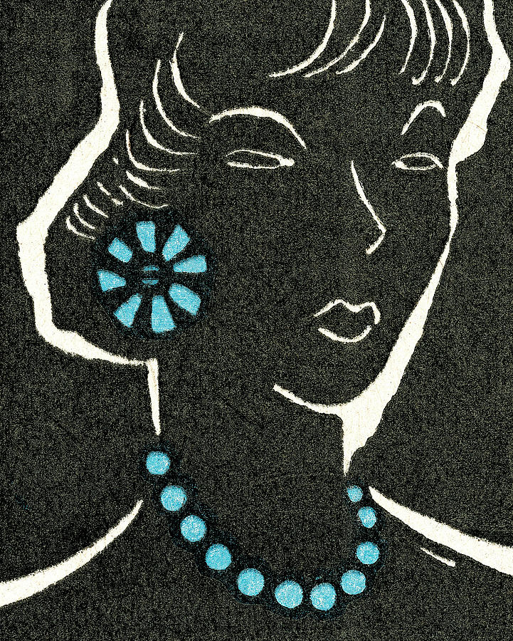 Vintage Drawing - Woman with blue jewelry by CSA Images