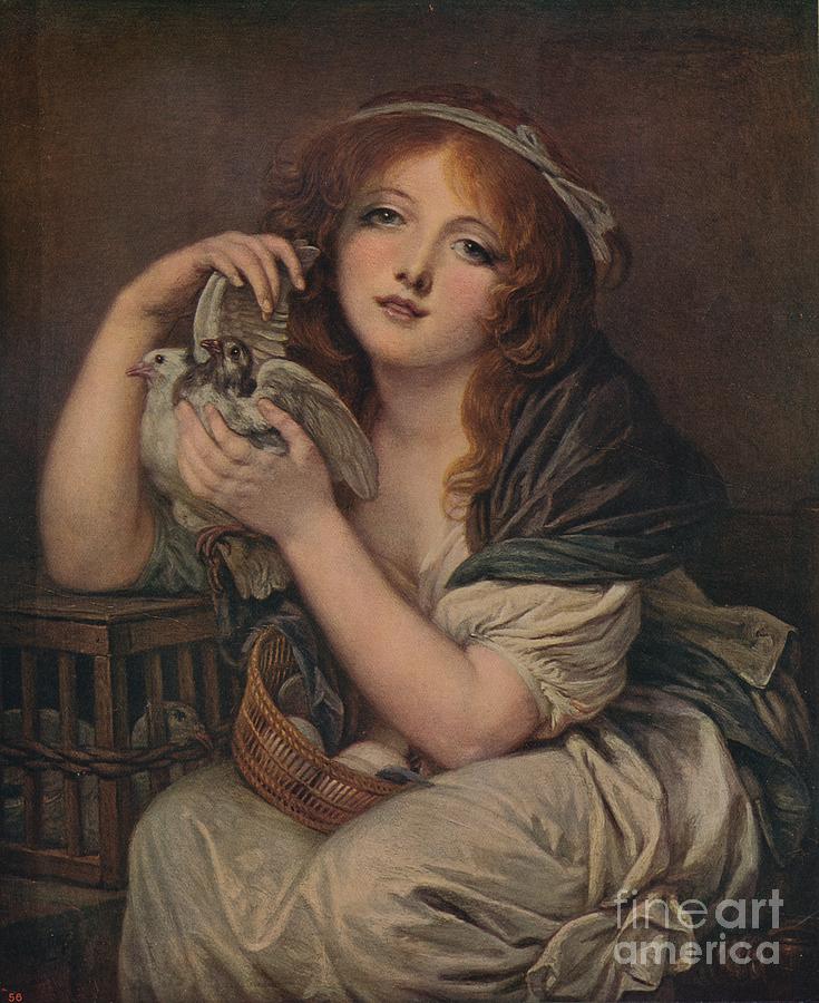 Woman With Doves Drawing by Print Collector