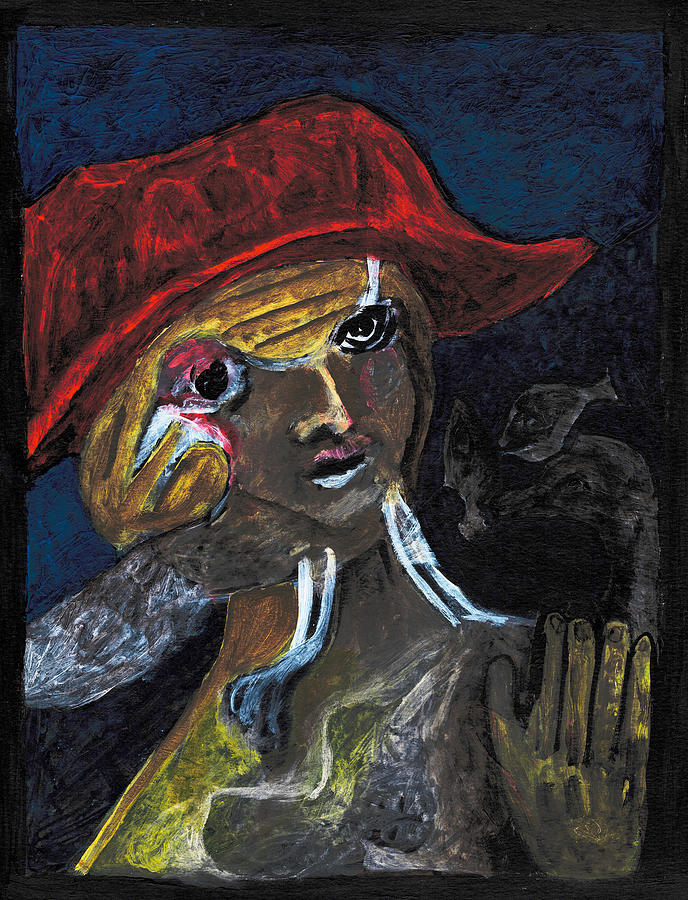 Woman with fish Painting by Edgeworth Johnstone