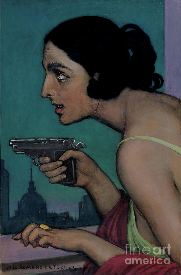 Woman With Gun Drawing by Heritage Images