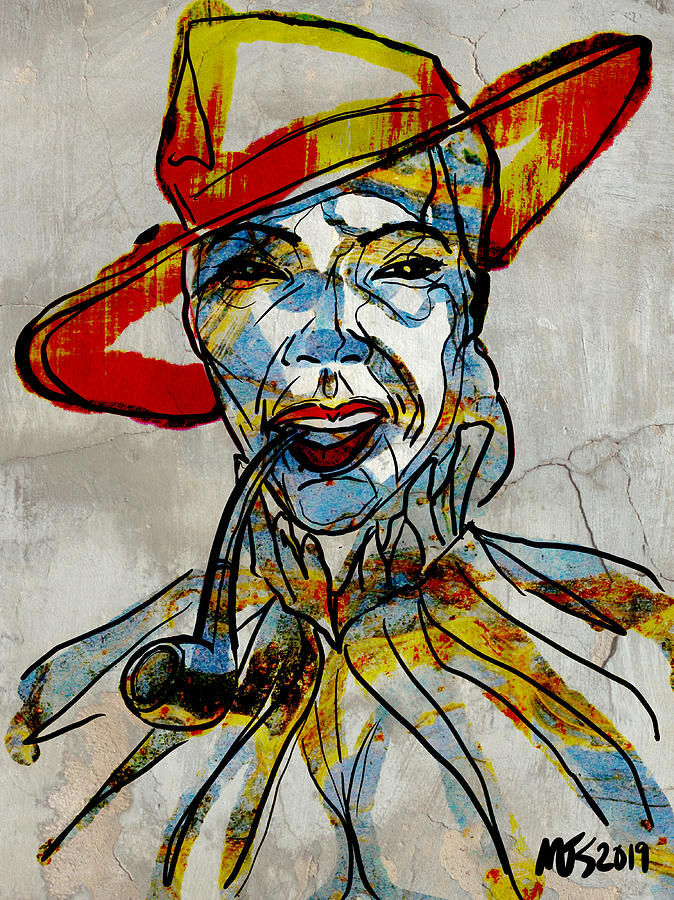 Woman With Hat And Pipe Digital Art by Michael Kallstrom
