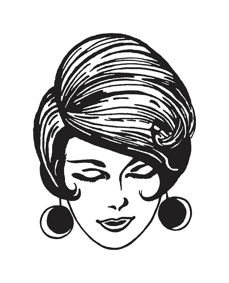 Woman With Retro Mod Hairstyle Drawing by CSA Images - Fine Art America