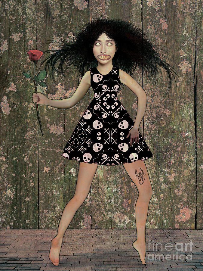 Surrealism Digital Art - Woman with rose #3 by Damien Evans