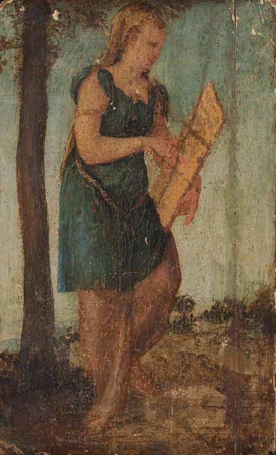 Woman with Shield. Painting by Lambert Sustris -circle of-