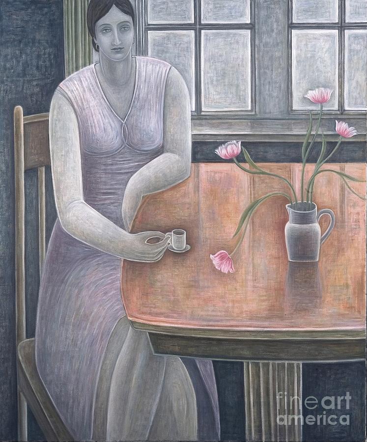 Woman With Small Cup, 2007 Painting by Ruth Addinall