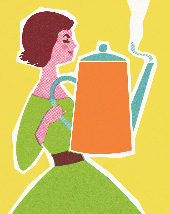 Coffee Drawing - Woman with tea by CSA Images