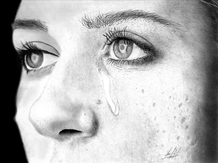 Beautiful Drawing - Woman with Tears by James Schultz