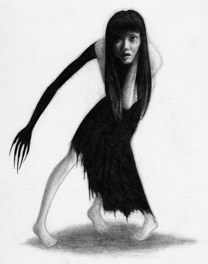 Woman With The Black Arm Of Demon Ghost Artwork Drawing by Ryan Nieves -  Fine Art America