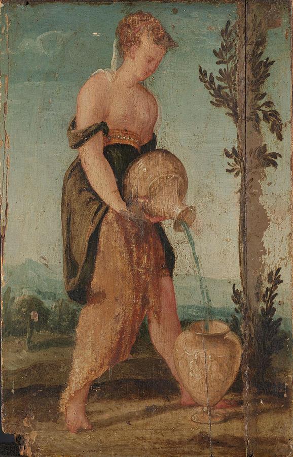 Woman with Water Jug. Painting by Lambert Sustris -circle of-