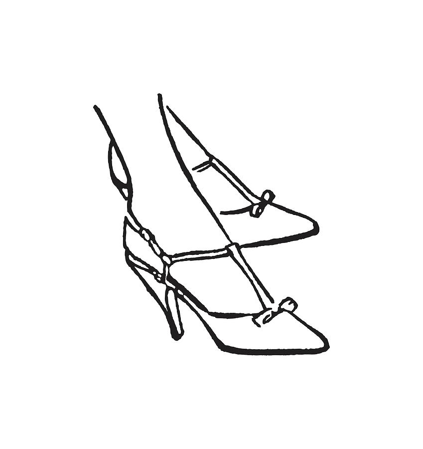 Shoes clipart high heel print shoes illustration bow shoes