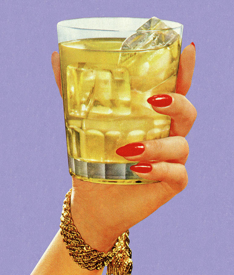 Ice Cube Drawing - Womans Hand Holding Drink by CSA Images