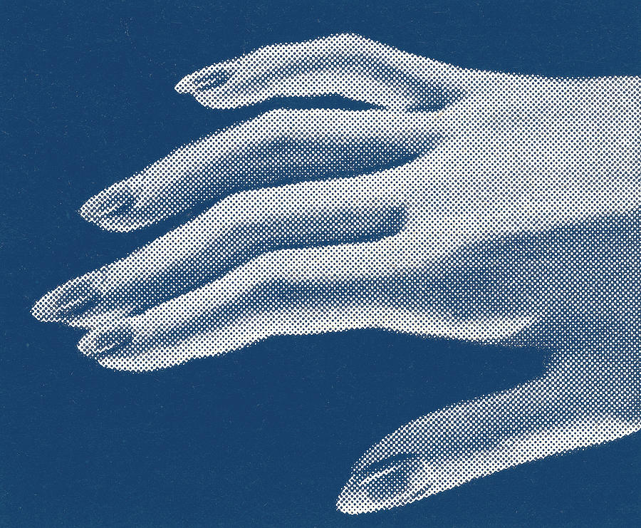 Vintage Drawing - Womans hand with painted fingernails by CSA Images