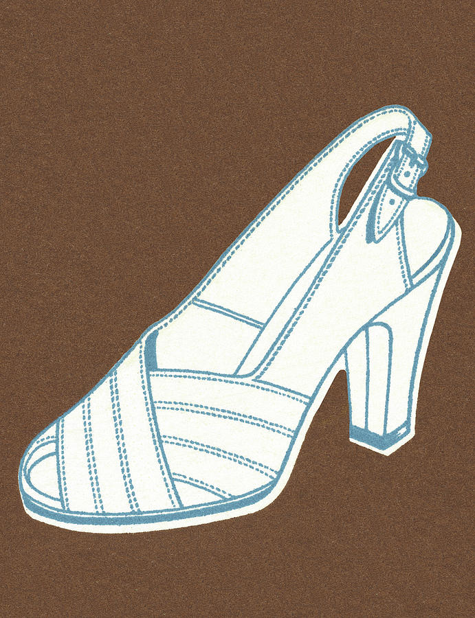 Vintage Drawing - Womans Shoe by CSA Images