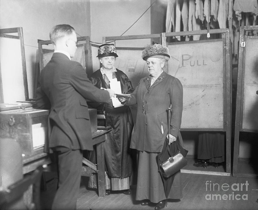 Women Casting Their Votes For The First Photograph by Bettmann