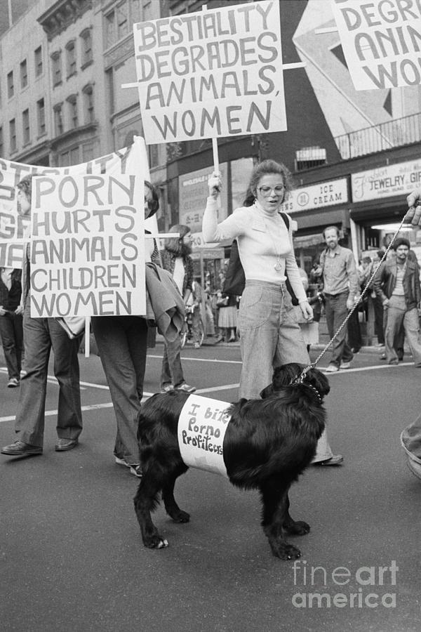 Dog Art Porn - Women, Children, Dog In Anti-porn March Photograph by Bettmann - Fine Art  America