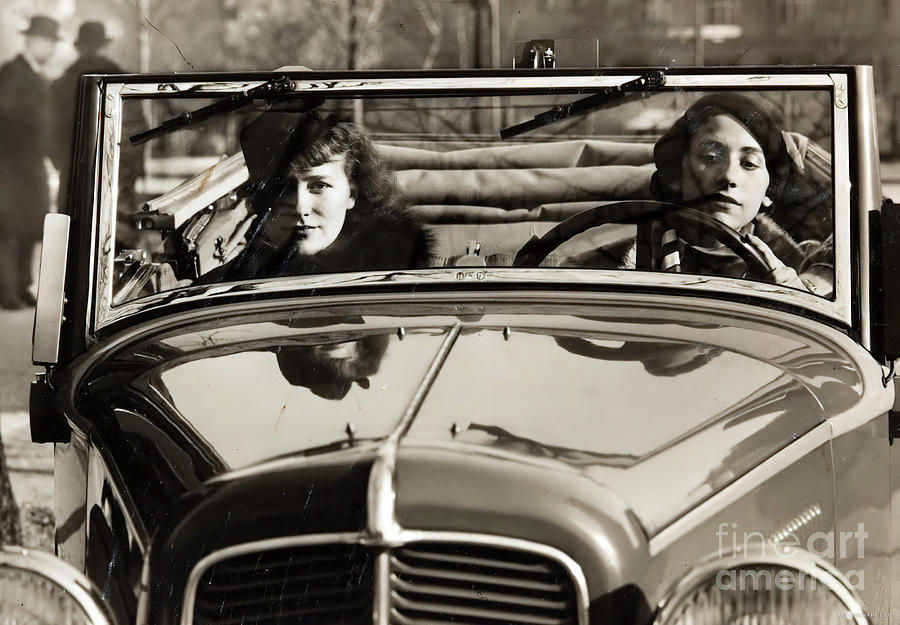 Women Driving 1930s Convertible Photograph by Retrographs